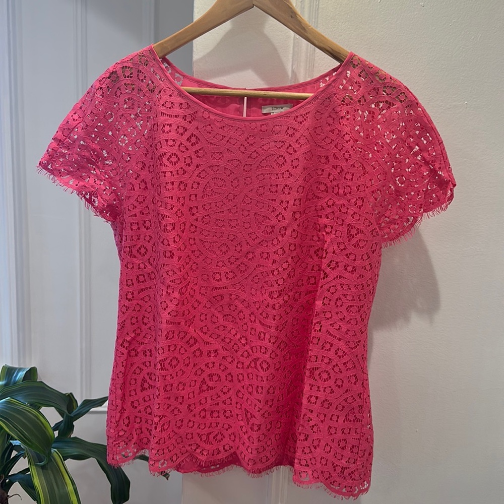 J Crew pink  lace top